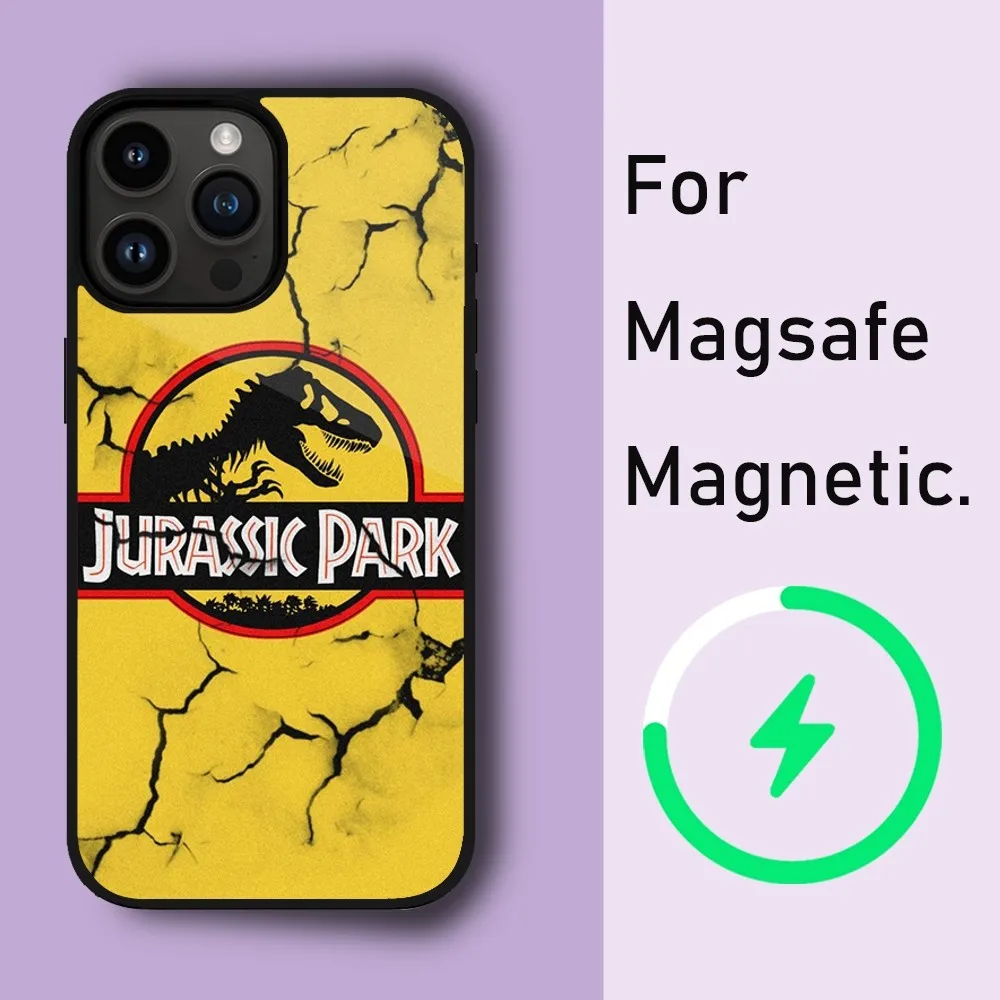 D-Dinosaur Jurassics Parks Phone Case For iPhone 15 14 13 12 11 Pro Max Plus Phone Magnetic for Macsafe Cases Cover