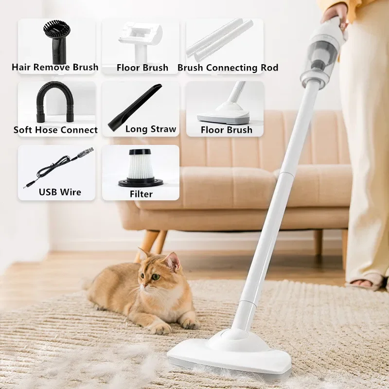 Handheld Pet Vacuum Cleaner Electric Rechargeable Dog Cat Hair Absorber Portable High Suction Scavenger with Low Noise