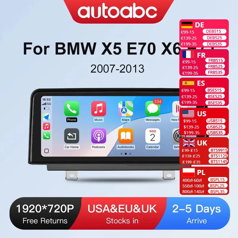 

1920*720 10.25inch Wireless Carplay Car Radio For BMW X5 E70 X6 E71 2007-2014 GPS Multimedia Intelligent Systems