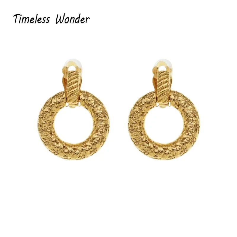 Timeless Wonder Retro Brass Geo Circle Charm Chains Necklace for Women Designer Jewelry Runway Brincos Trendy Rare Top Set 4269