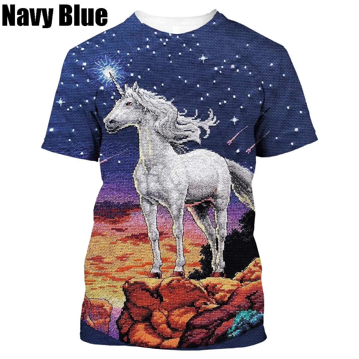 2022 Summer Men's T Shirts 3D Printing Animal Unicorn Casual Short Sleeve Beautiful Horse Funny T-shirt Tee Round Neck Tops