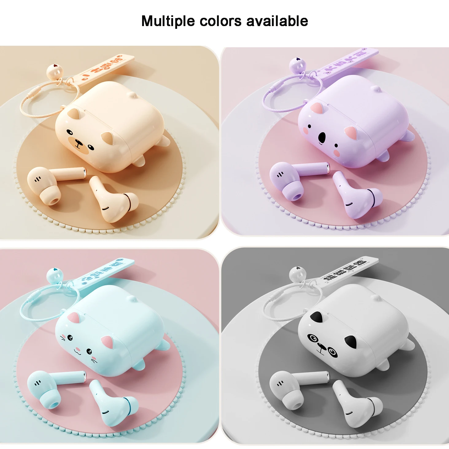 Cute Cartoon Pig Earphone Wireless Bluetooth 5.3  Animal Shape Creative Headphone With Mic For Ipad smartphone PC Kids Gift