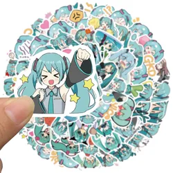 65PCS Hatsune Miku Cartoon Stickers Anime Miku Fufu Emoji Waterproof Stickers DIY Guitar Luggage Phone Notebook Decoration Gifts