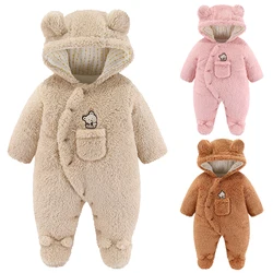 Simpatico orsetto di peluche pagliaccetto neonato ragazza tuta intera primavera autunno pagliaccetti con cappuccio 0 3 6 9 12 mesi vestiti appena nati