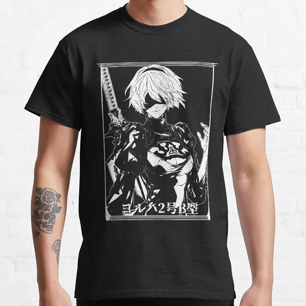 

Defender of humanity with a sword Nier Automata Game of the Yorh Anime T shirt Sexy Waifu 2B graphic t shirts large size tops