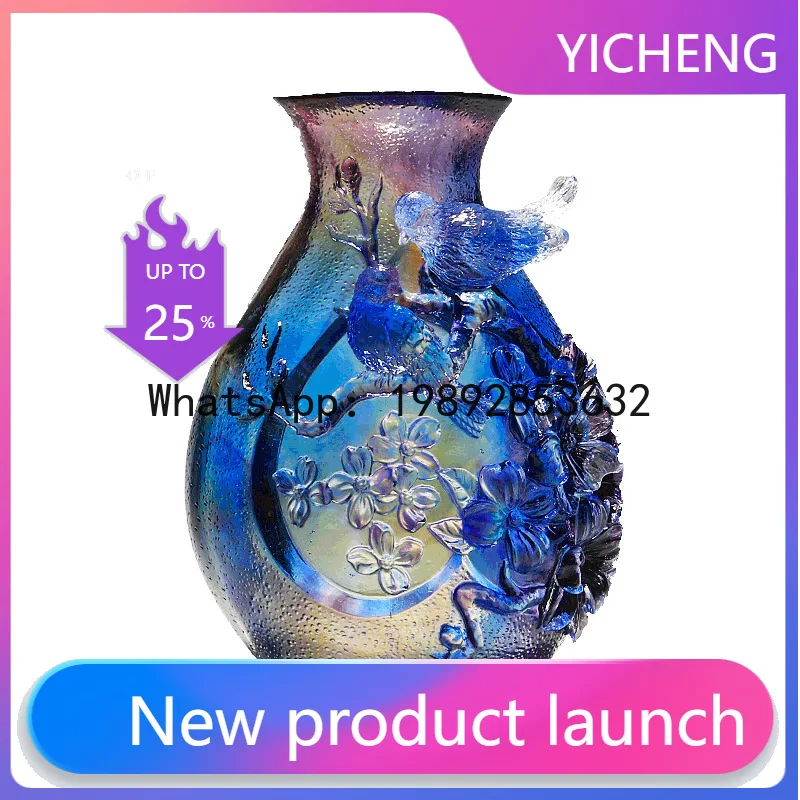 

PYJ glazed vase ornament living room flower arrangement bedroom desktop crystal light luxury handicrafts