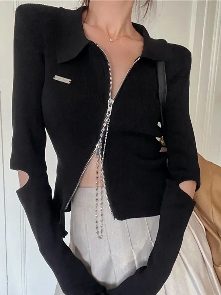 T-shirt noir à manches longues pour femme, streetwear, Harajuku, Y2K, rétro, grunge