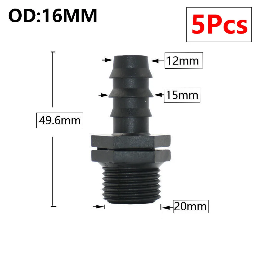5pc 16/20/25/32mm Garten Schlauch PE Rohr Barb Anschluss 1/2 3/4 1 "Gewinde gerade Ellenbogen Koppler Fitting Bauernhof Bewässerung Gelenke