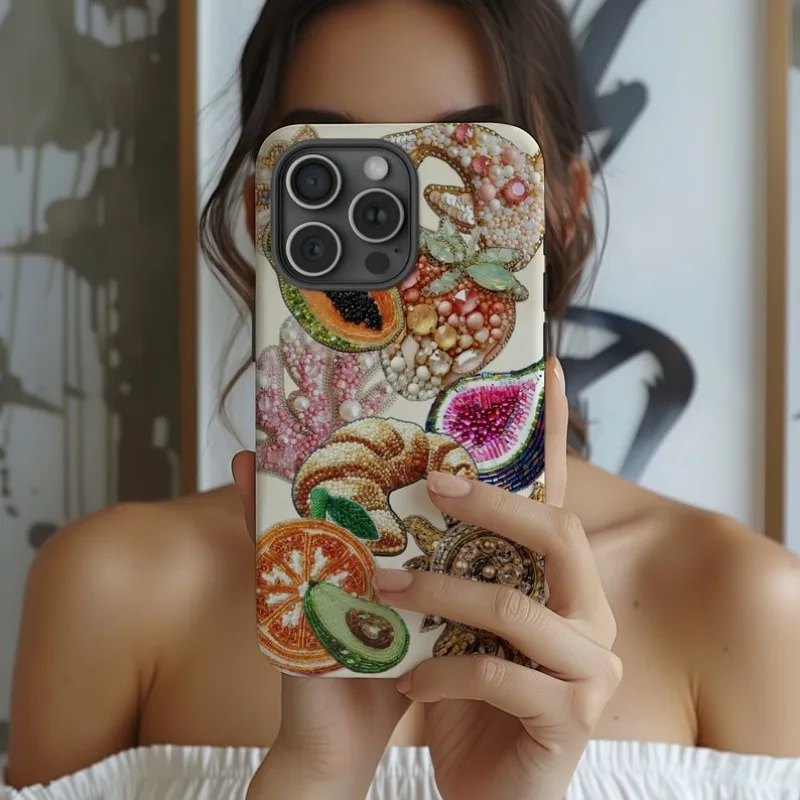 Fruity European Summer Mosaic Phone Case For IPHONE 16 15PRO MAX 14 13 12 11 Acrylic TPU Two in one magnetic Phone Cases