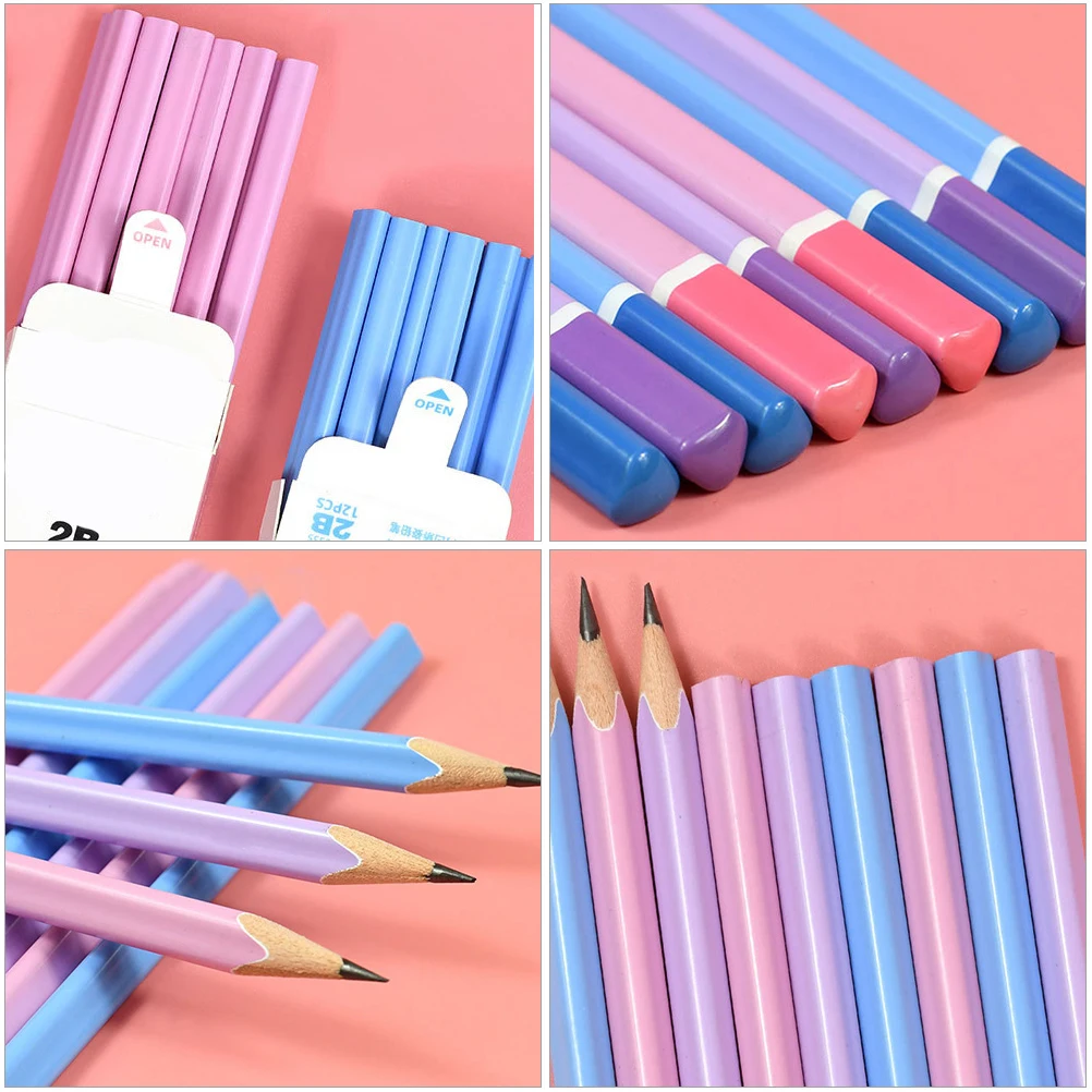 

3Sets Triangle Wooden Students Pencils Standard Writing Set Ergonomic Concave Surface Lightweight Posture Correction Stationery