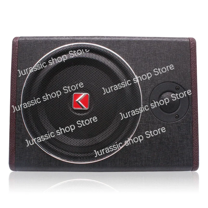 

600W 8 Inch Wood Texture Subwoofer Car Audio with Treble Slim Under Seat Active Subwoofer Bass Speaker Car Subwoofers Woofer 12V