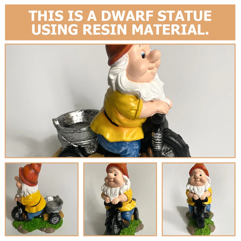 

Resin Dwarf Statue Riding Tricycle Design Cute Garden Decor for Outdoor Balcony Home Office Indoor Use Resin Craft Ornament