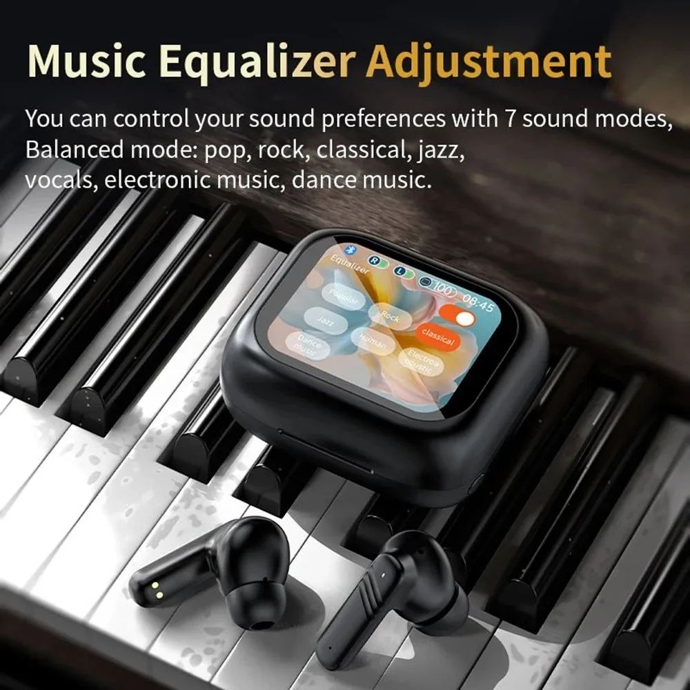 

Bluetooth 5.4 Full Touch Screen Headphones ENC Mic in Ear ANC Bluetooth Earphones Smart LCD Noise Cancelling