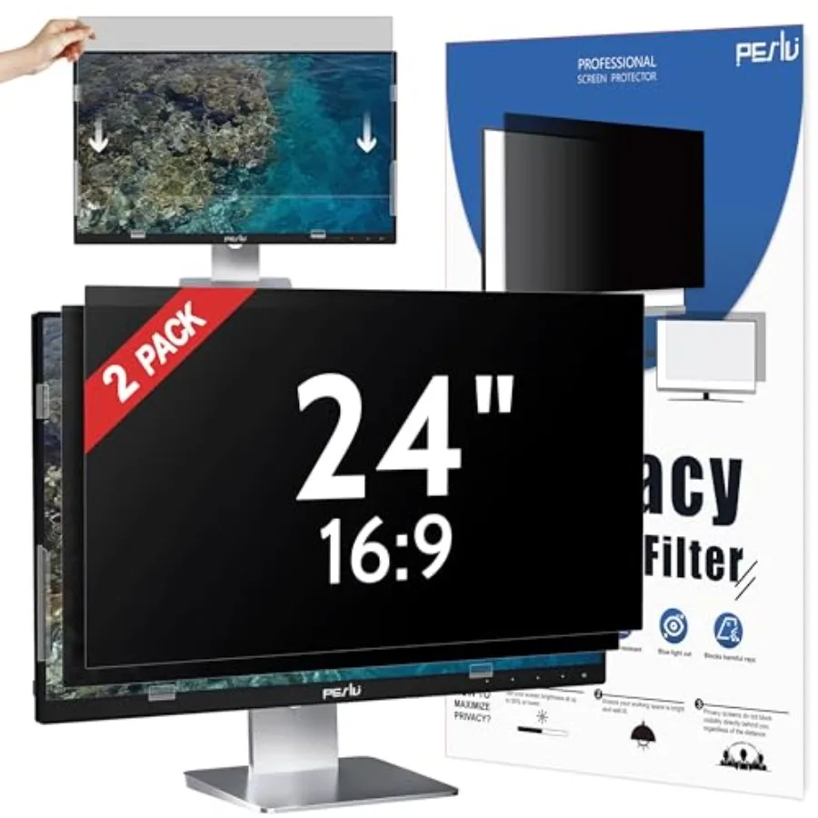 

2-Pack] 24 Inch Privacy Screen for Computer Monitor 16:9 Aspect Ratio Eye Protection Anti Blue Light Glare Shield 24inch Remova
