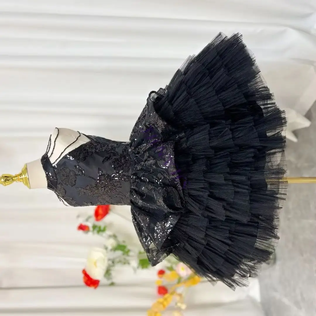 

Элегантное черное арабское платье для девочек с жемчугом и пайетками, индивидуальный пошив, наряд принцессы для детей - на свадьбу, день рождения, праздник