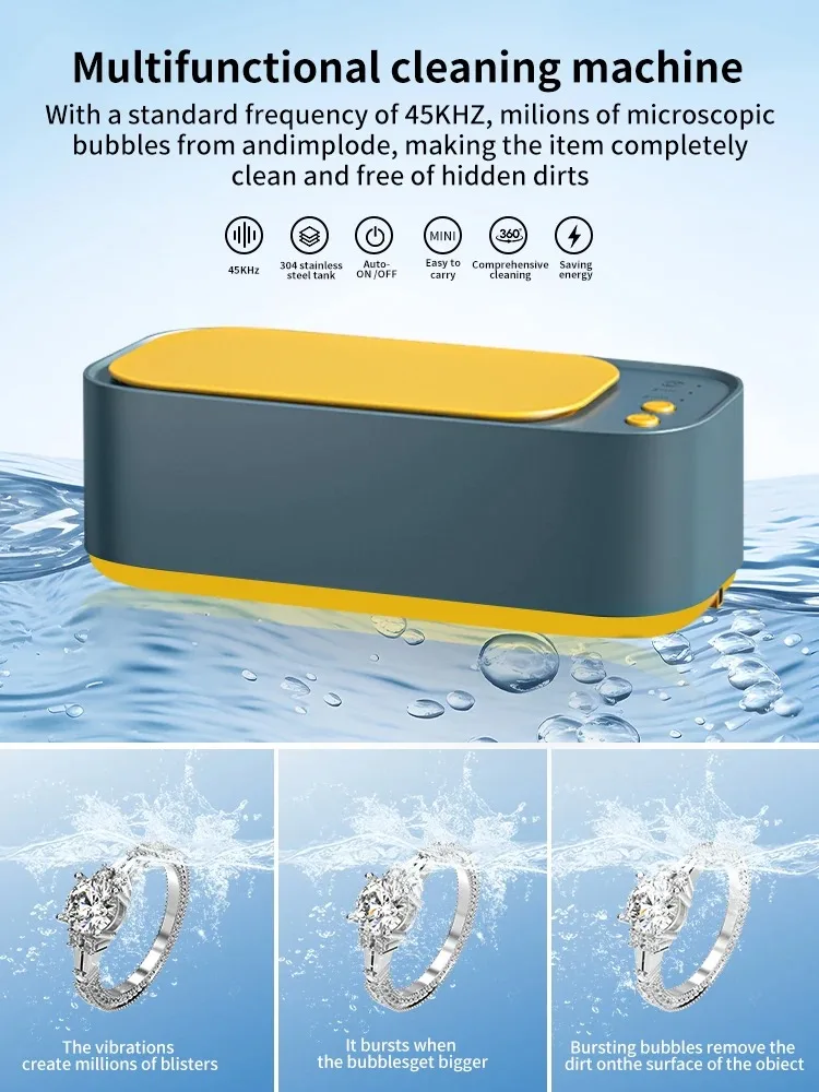 USB Powered Ultrasonic Cleaner High Frequency Vibration Machine Multi-Purpose Jewelry Watch Glasses Bracelets Cleaning Tool