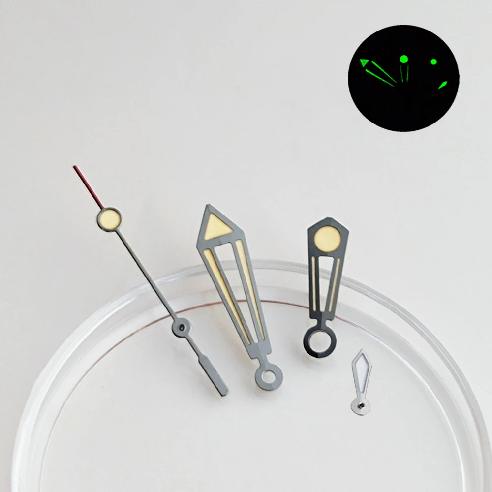NH35 Hands 8*12.5*13 mm NH39 Hands Watch Hands Green Luminous Set Suitable for NH35/NH36/NH39 Movement Fits 31mm Dial view 6
