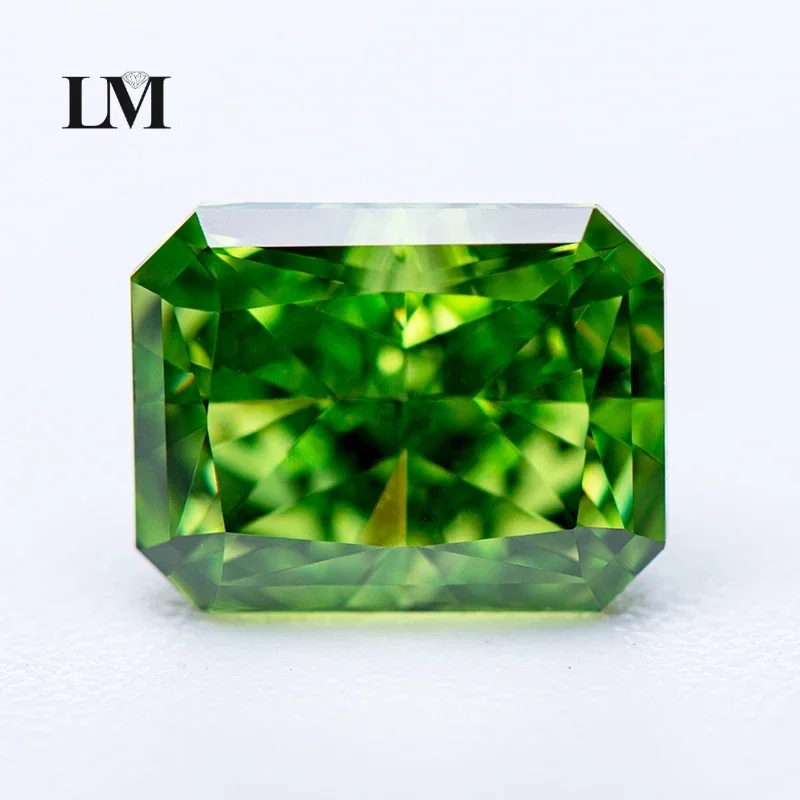 

Cubic Zirconia 5A Grade Radiant Shape Green Color 4k Crushed Ice Cut Charm Stones For DIY Jewelry Making Pendants Main Materials