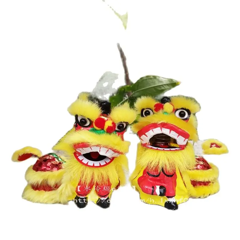 Lion Dance A Pair Little Lion Chinese Windmill Head Home Office Decoration South Lion Jewelry Activity Costume