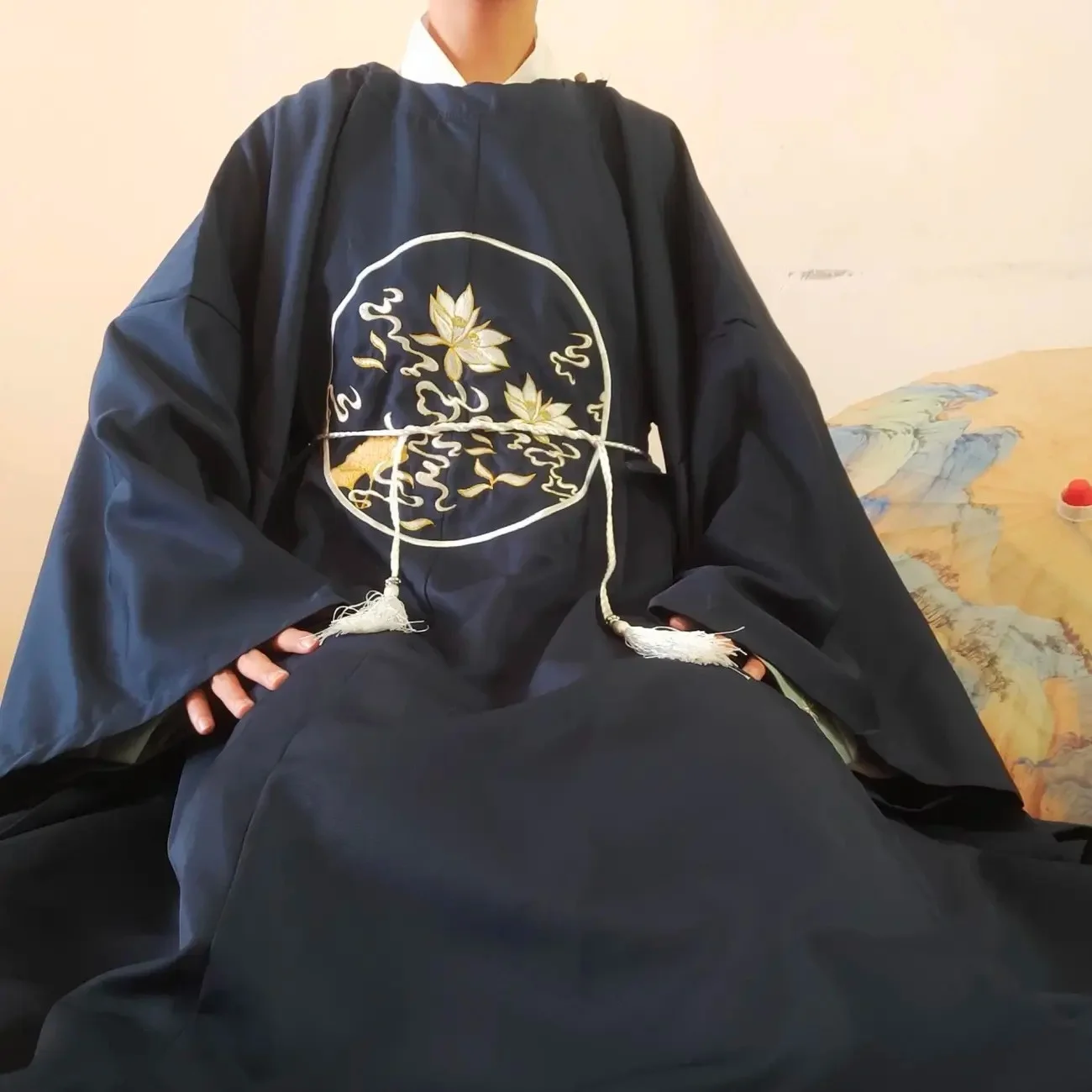 Hanfu abito lungo dinastia Ming Costume cinese antico abito girocollo a maniche larghe stile tradizionale cinese uomini e donne ogni giorno