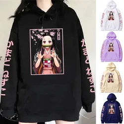 Autumn And Winter Popular Anime Kamado Nezuko Printed Hooded Hoodies For Women Coat Fashion Plus Size Clothing