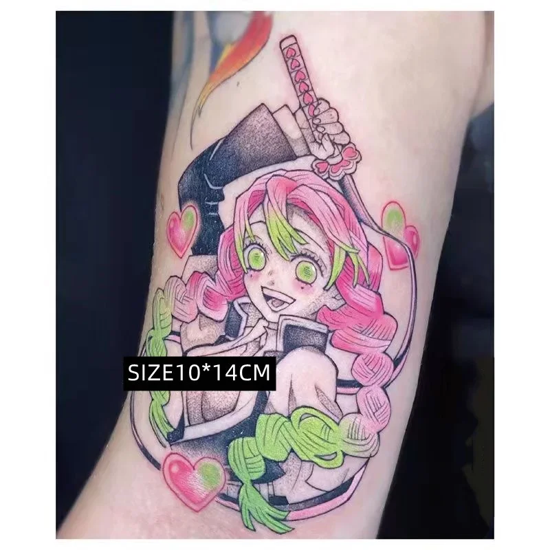 

Demon Slayer Anime Temporary Tattoos Kisatsutai Kanroji Mitsuri Cartoon Girl Waterproof Fake Body Art Sticker for Women Men