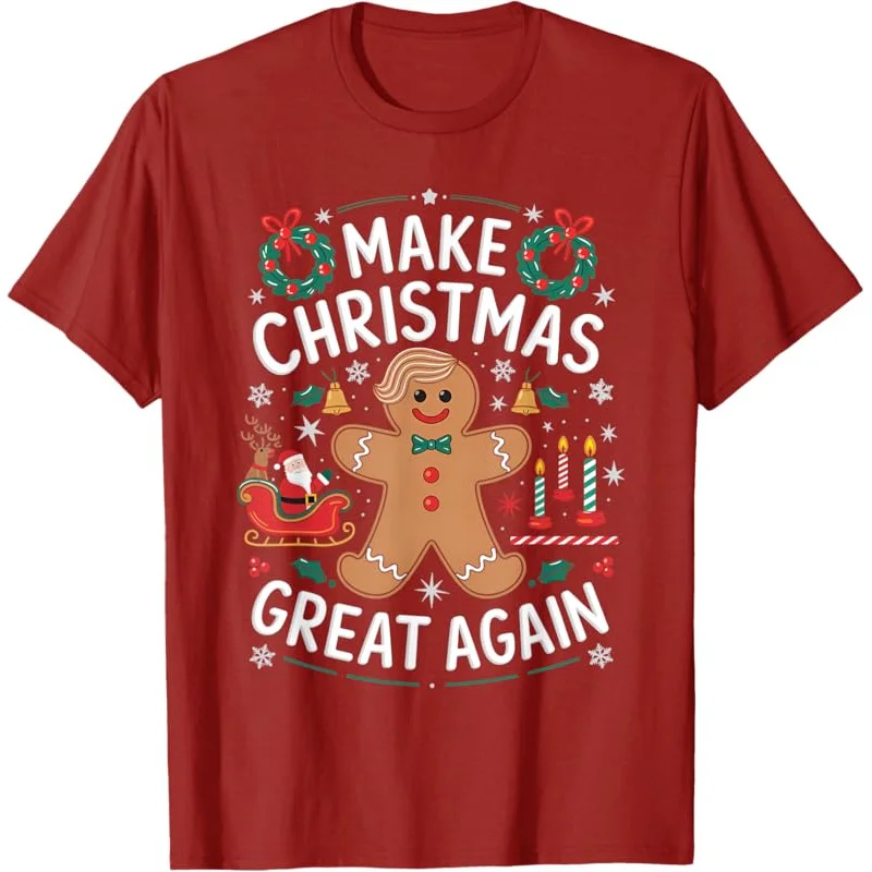 Funny Trump Gingerbread Man Make Christmas Great Again 2024 T-Shirt