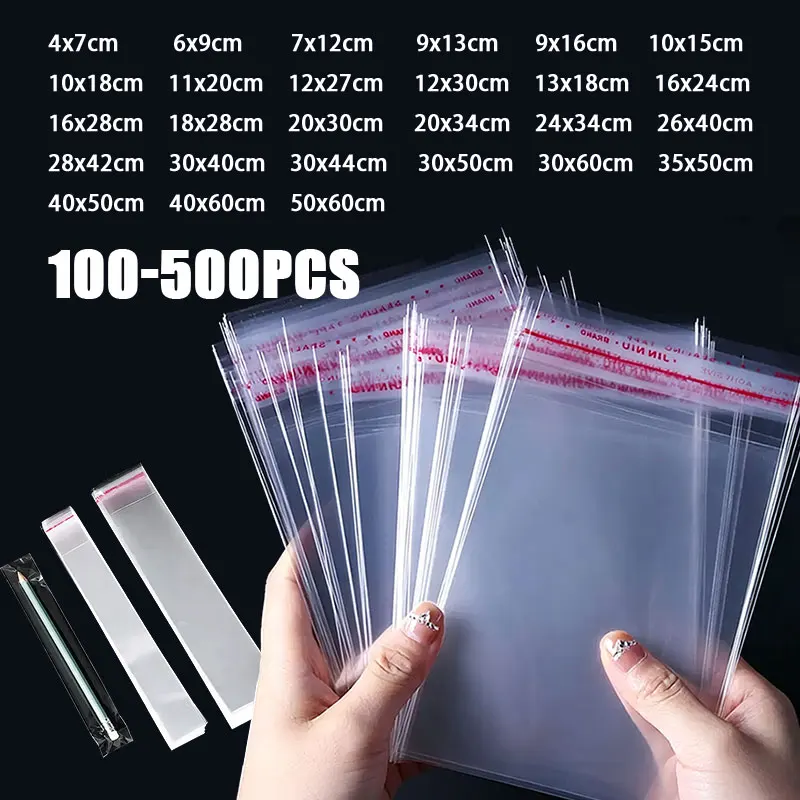 OPP Self Adhesive Bags Transparent Clear Plastic Packaging Bag Cellophane Bag for Jewelry Cookie Clothing Gifts Accessories Bag