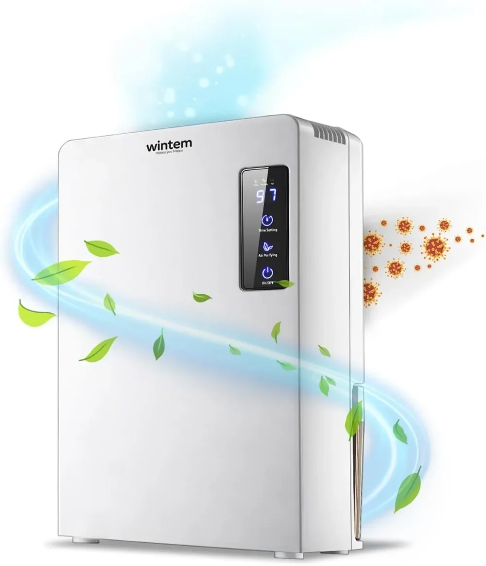 Urano - Deshumidificador portátil compacto con función de humidificador, deshumidificación inteligente, tanque de 70 W, 2200 ml