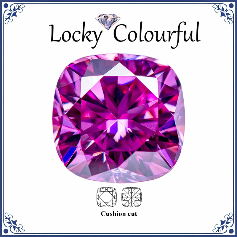 Moissanite Square Cushion Cut Najwyższej jakości różowy kolor VVS1 do koralików Charms DIY Tworzenie biżuterii Materiał pierścionka z certyfikatem GRA