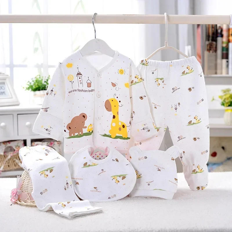 5pcs/set Newborn Baby Clothing sets Cartoon Baby Girl Outfits boys underwear 0-3 M long sleeve sleepwear toddler clothes sets