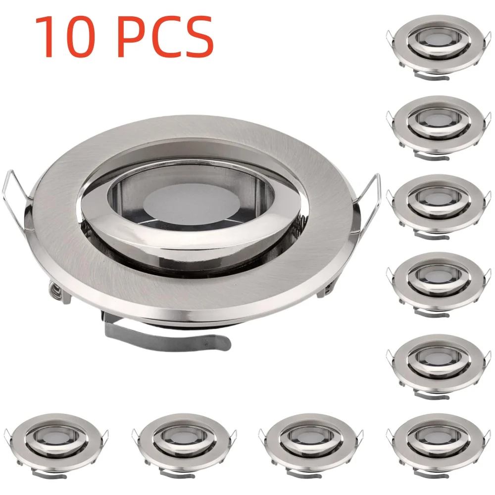 JOYINLED 1/10PCS IP44 Round GU10 Recessed Downlight Frame Zinc Alloy Glass Lens Ceiling Spotlight Fixture Modern Indoor Lighting
