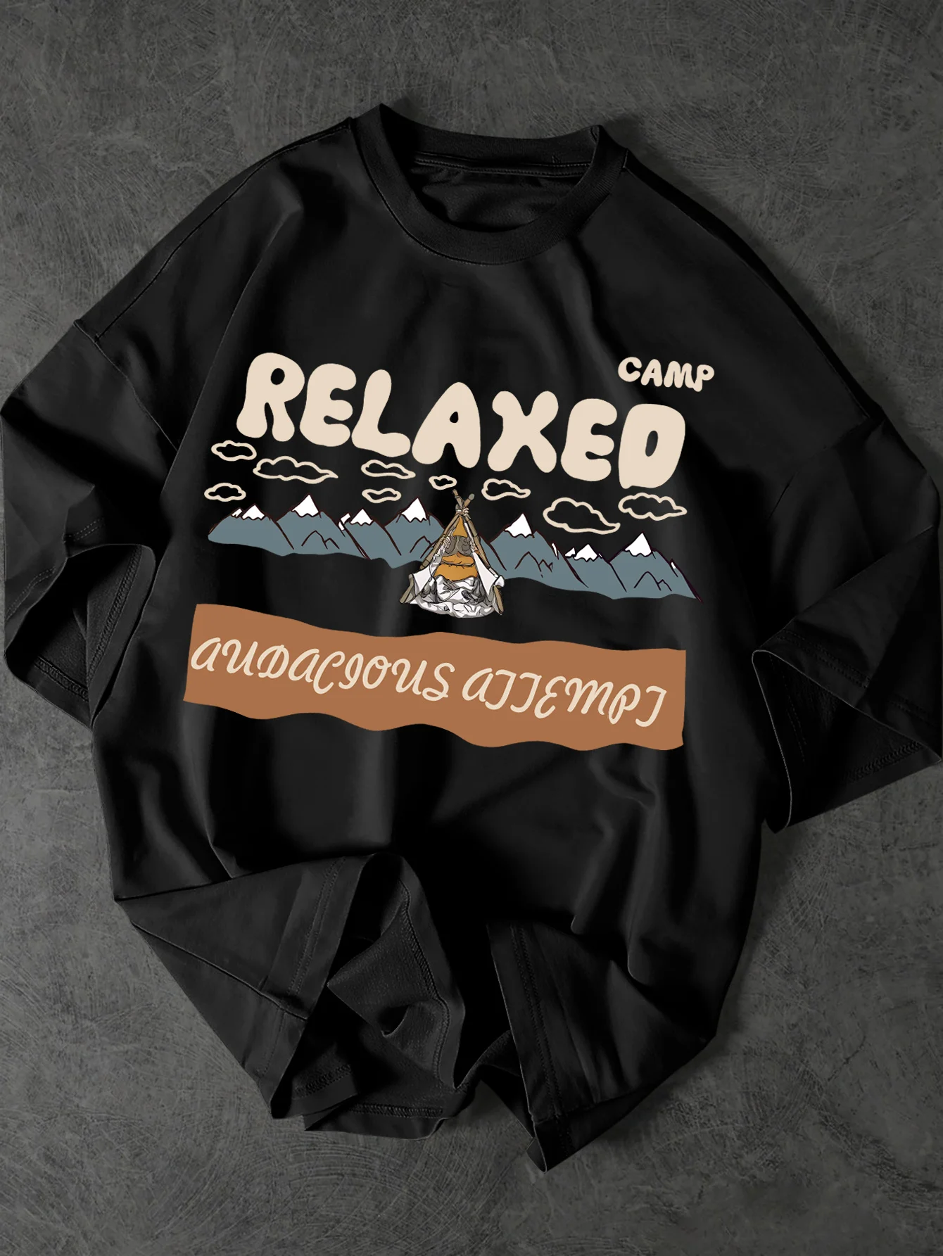 Sommer-Trend Herren Lässiges Camping-Themen-T-Shirt 100% Reine Baumwolle Weiches Material Geeignet für Outdoor Casual Tägliches Tragen