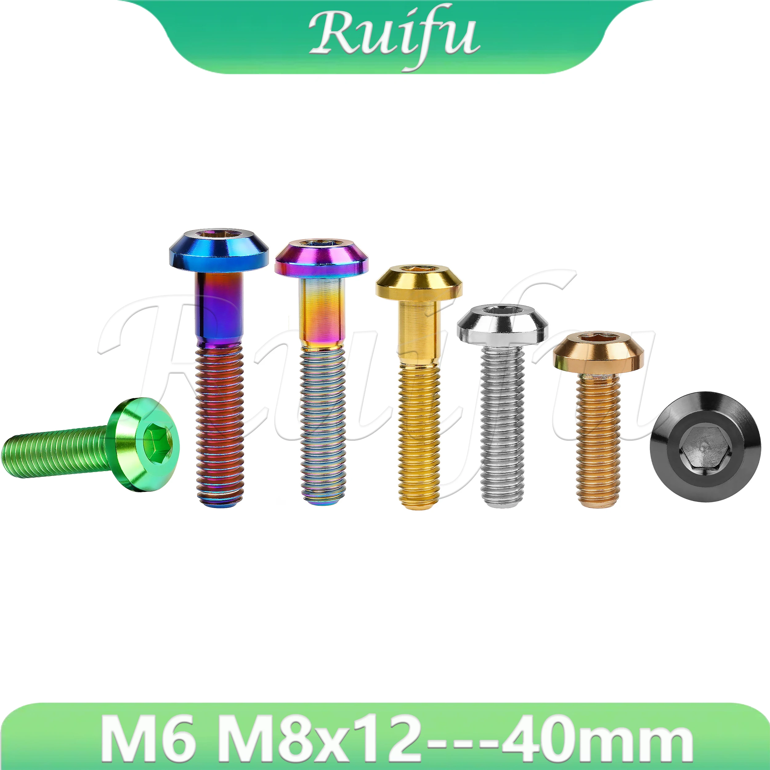Ruifu  Titanium Bolt  M6 M8x12/15/ 20/ 25/ 30 /35/ 40mm   Umbrella Hexagon  Allen Key Head Screw for Bicycle Motorcycle