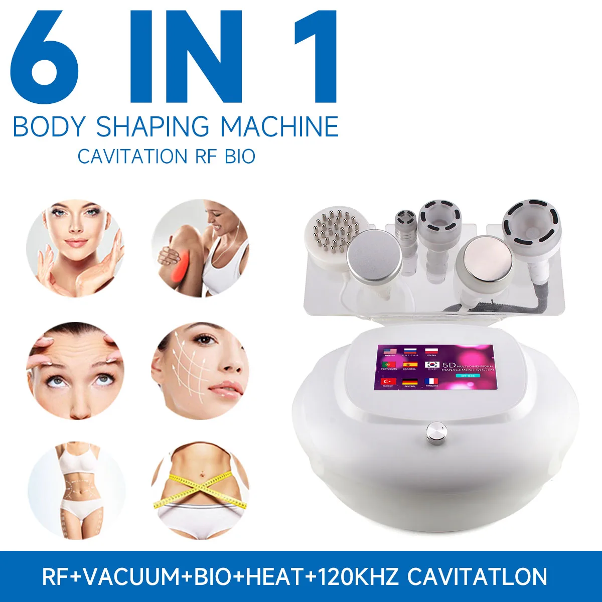 NEWGAGA 6 In 1 120K Cavitation Machine Vacuum Body Sculpting Facial Fat Cellulite vibration Massage Skin Lifting Beauty Device