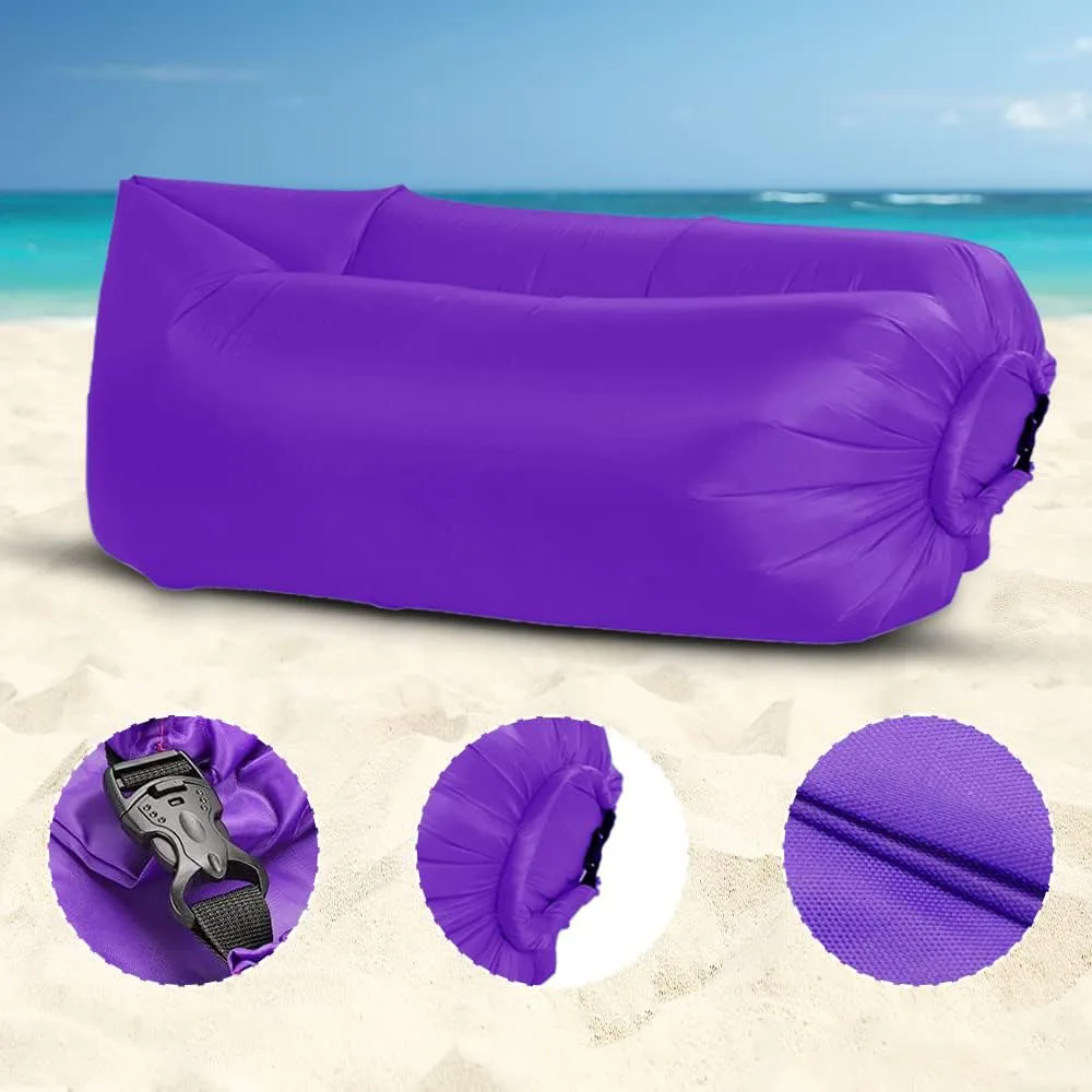 

Outdoor Inflatable Sofa Reinforced Ground Nail Air Mattress, Beach Air Lounge Multi-function Lazy Couch for Camping Pool Travel