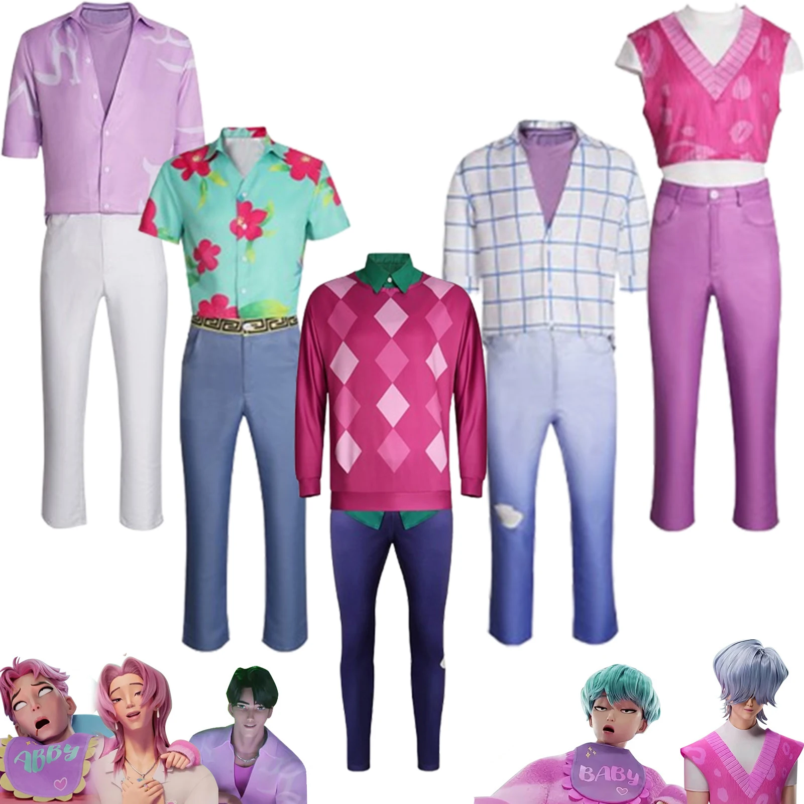 

Kpop Demon Baby Abby Mystery Jinu Qinyu Saja Boys Cosplay Fantasy Costume Men Sweatshirt Pants Outfits Halloween Carnival Suit