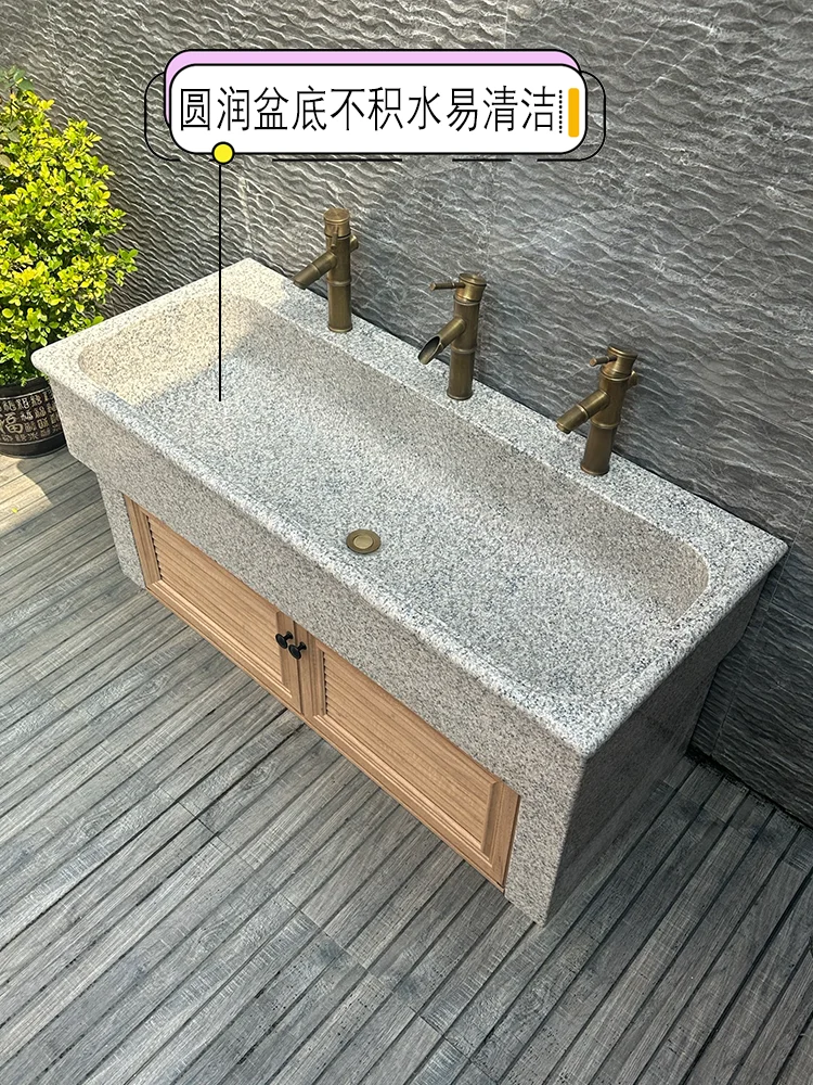 Children's stone wash basin in art studio, outdoor kindergarten, stone wash basin trough, park