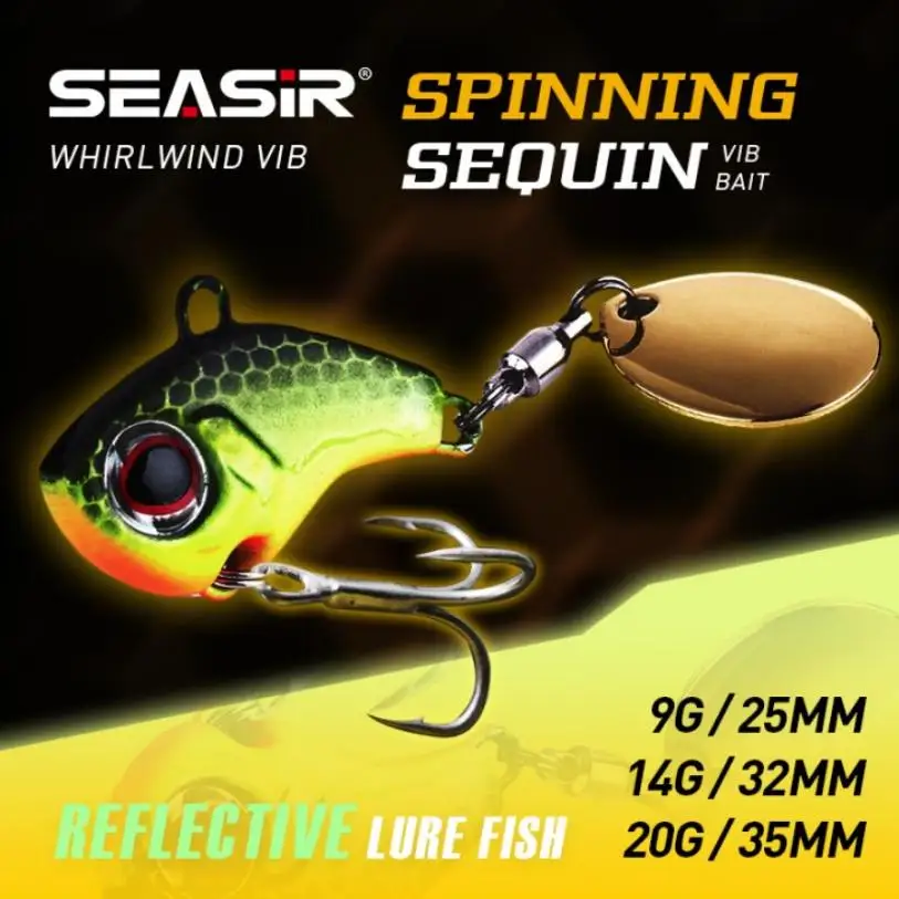 SEASIR Rotating Metal VIB Vibration Bait Spinner Spoon Fishing Lures 9g 14g 20g Jigs Trout Winter Fishing Hard Baits