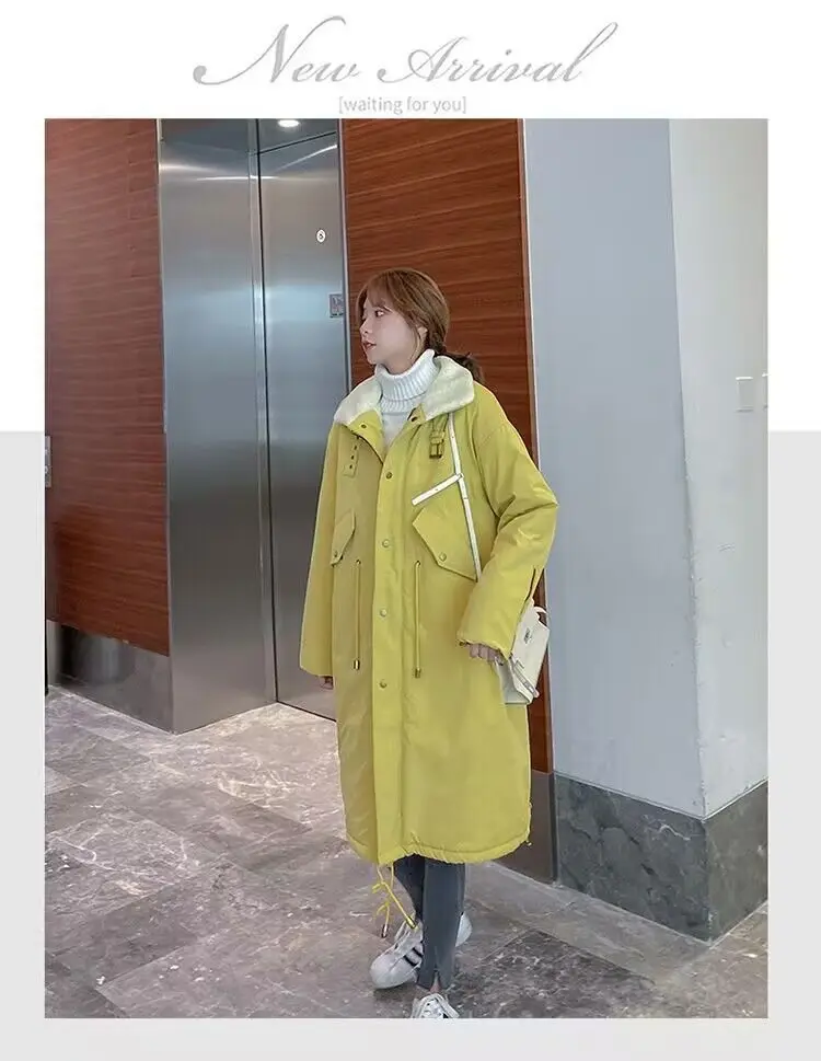 Down Cotton Parkas Jacket Women's Mid-length Over The Knee 2025 New Korean Loose Fashion Winter Padded Female Thickened