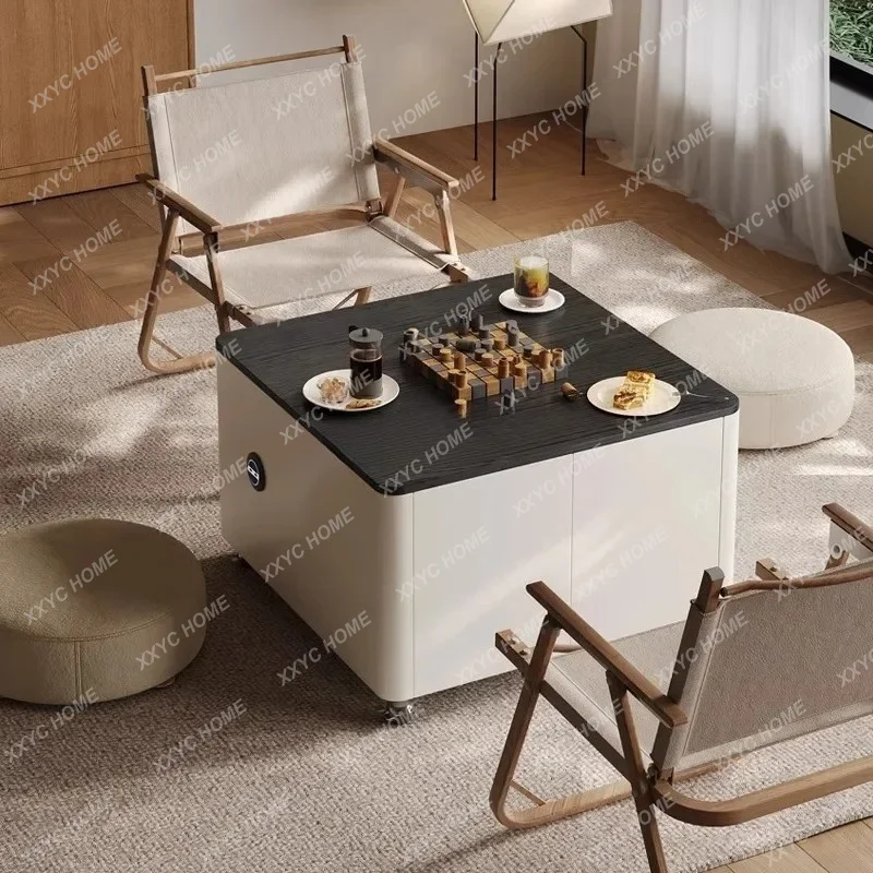 Modern mobile electric lifting folding coffee table small apartment living room multi-functional tea table