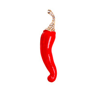Classic Red Enamel Pepper Rhinestone Brooches For Women Trendy Drip Oil Chili Vegetable Brooch OOTD Clothing Pins Casual Jewelry