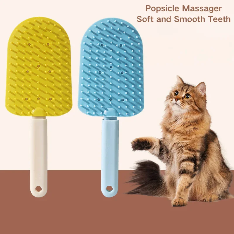 Haustier-Eiscreme-Massagekamm – Doppelseitige Weichbürste für Hunde & Katzen, TPR-Material, Tragbar & Aufhängbar für Fellpflege und Reinigung