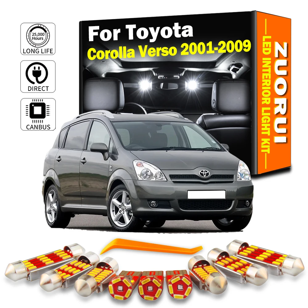 ZUORUI Canbus Car LED Interior Map Dome Light Kit For Toyota Corolla Verso 2001-2004 2005 2006 2007 2008 2009 Vehicle Led Bulbs