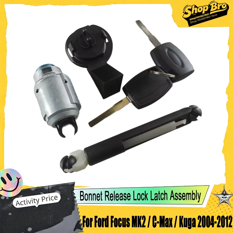 For Ford Focus MK2 / C-Max / Kuga 2004-2012, Bonnet Release Lock Latch Assembly OEM 1355231, Direct Replacement.