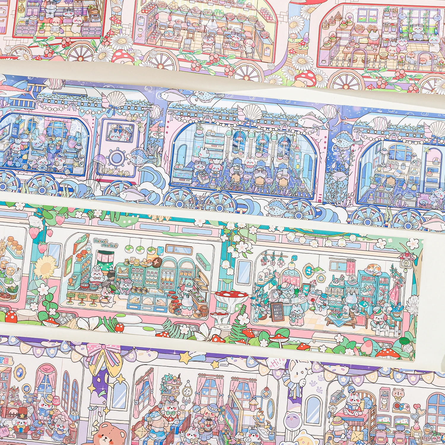 Kawaii حلم التجوال قطار ثلاثية الأبعاد قطار الوقت المشهد ملصق DIY جيب المقصورة المشهد هدايا عيد الميلاد ﻿