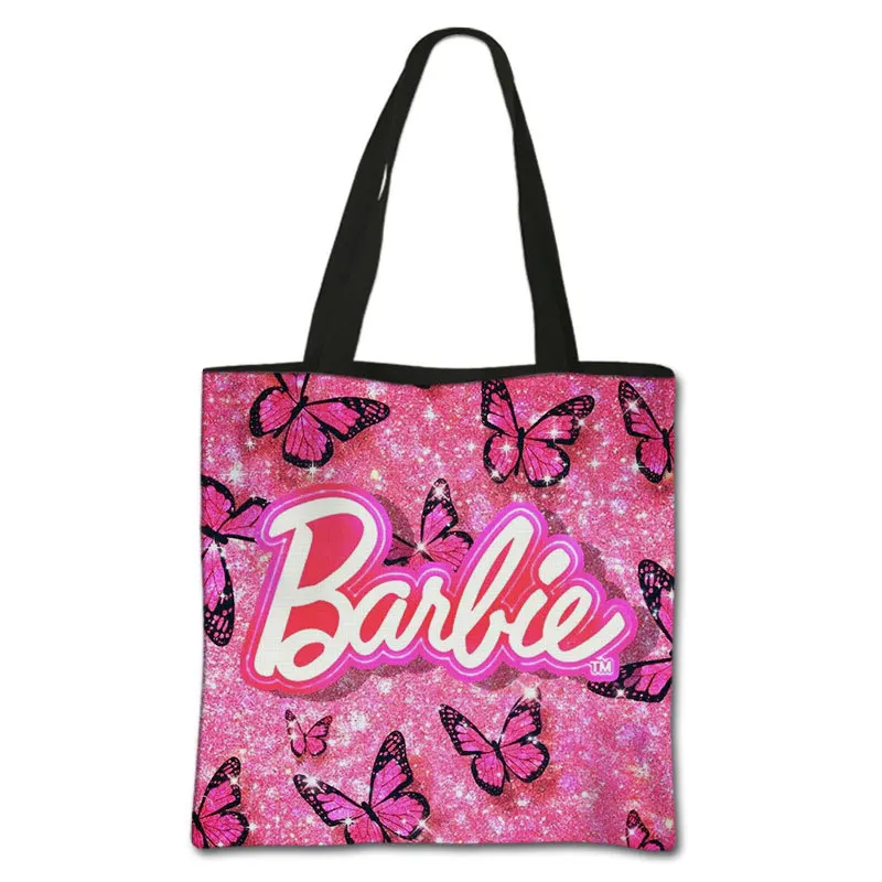 Nuova borsa stampata Barbie Kawaii Anime Fashion studenti borsa a tracolla in poliestere di grande capacità Tote regali leggeri