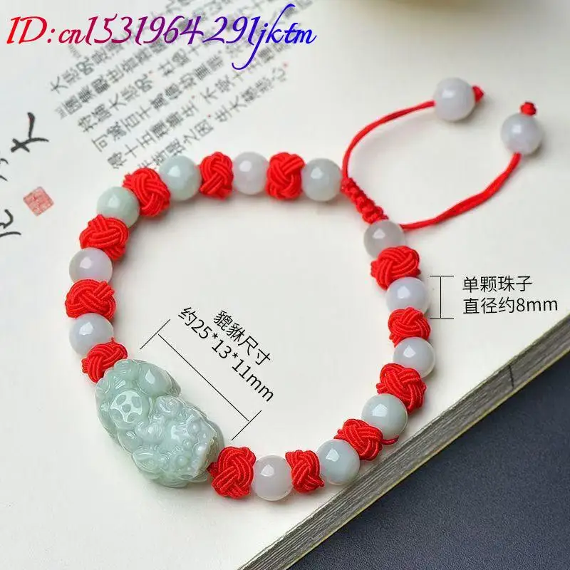 Natural Burmese Jadeite Pixiu Bracelet Fashion Accessories Real Jade Charm Beads Bangle Jewelry Amulet Luxury Gifts for Women view 2