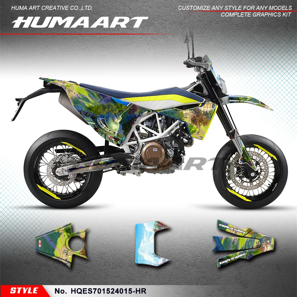 

HUMAART Sticker MX полный виниловый Custom графическая наклейка Kit для Husqvarna Enduro Supermoto 701 2015-2024, HQES701524015-HR