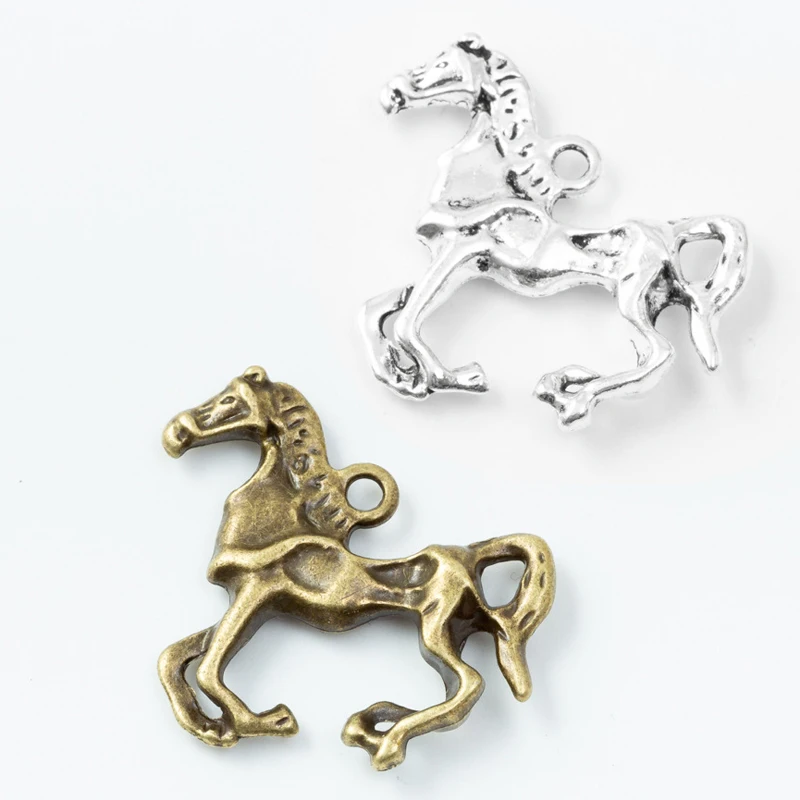 40pcs 27*31mm Fashion Boutique Girl Retro Silver Decorative Warhorse Pendant. Simple And Smooth Line Pattern Jewelry Accessories